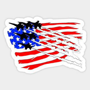 F18 Hornets flyover American Flag V2 Sticker
